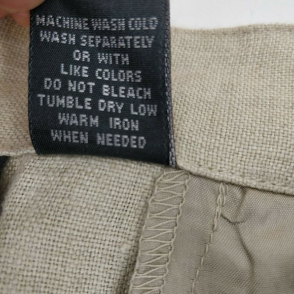 Relativity Size 14 100% Linen Beige Wide Leg Pockets Lagenlook Cropped Pants - Picture 9 of 9